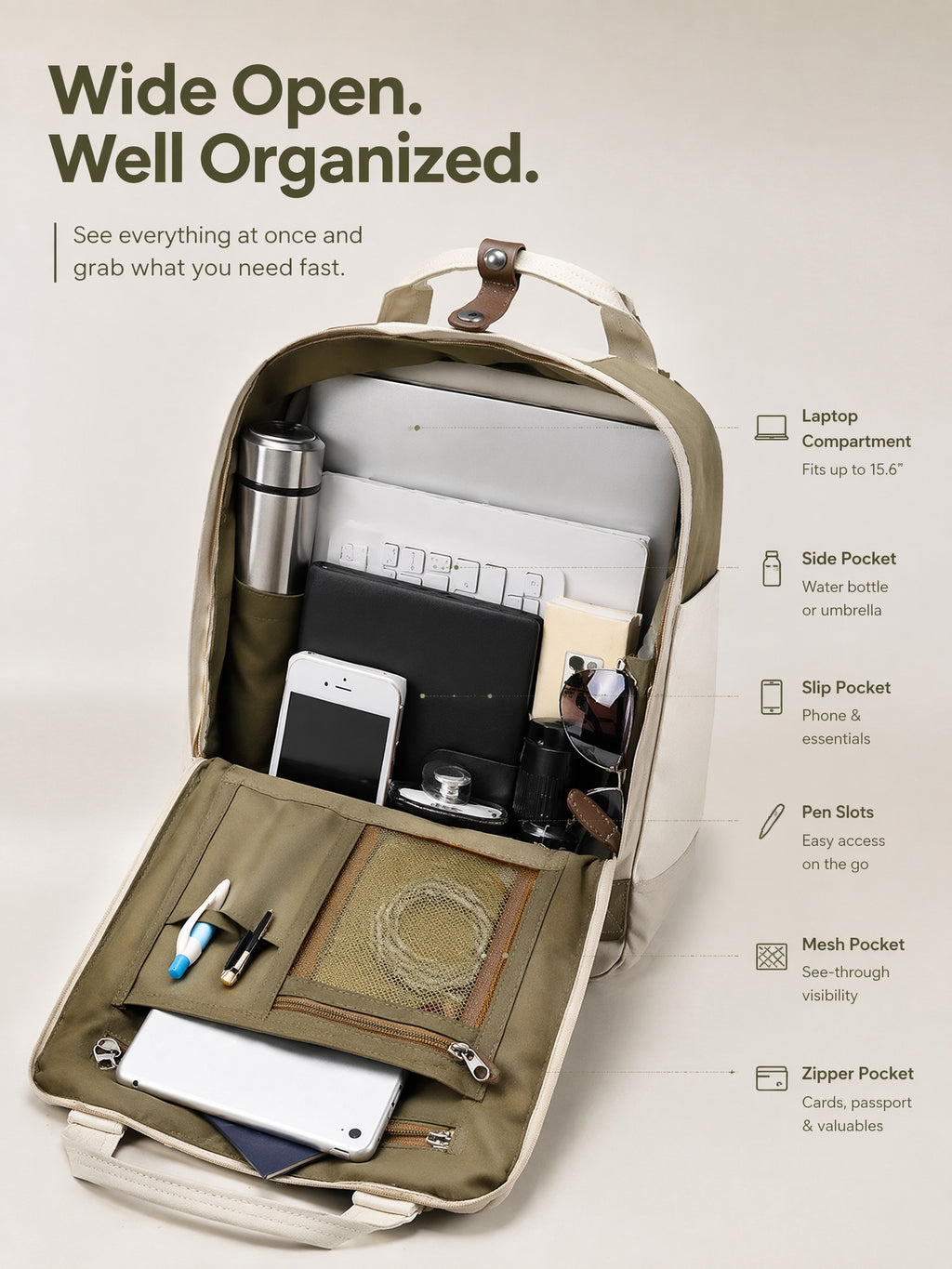Premium Multi-Pocket Laptop Backpack - Lightweight & Versatile