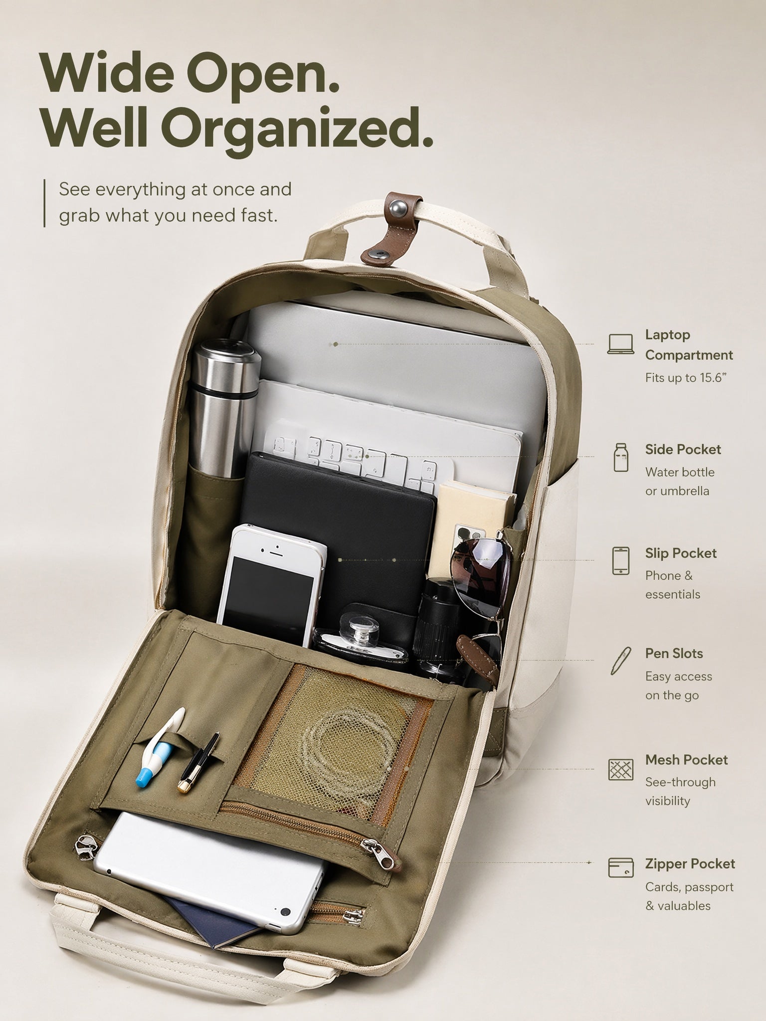 Premium Multi-Pocket Laptop Backpack - Lightweight & Versatile
