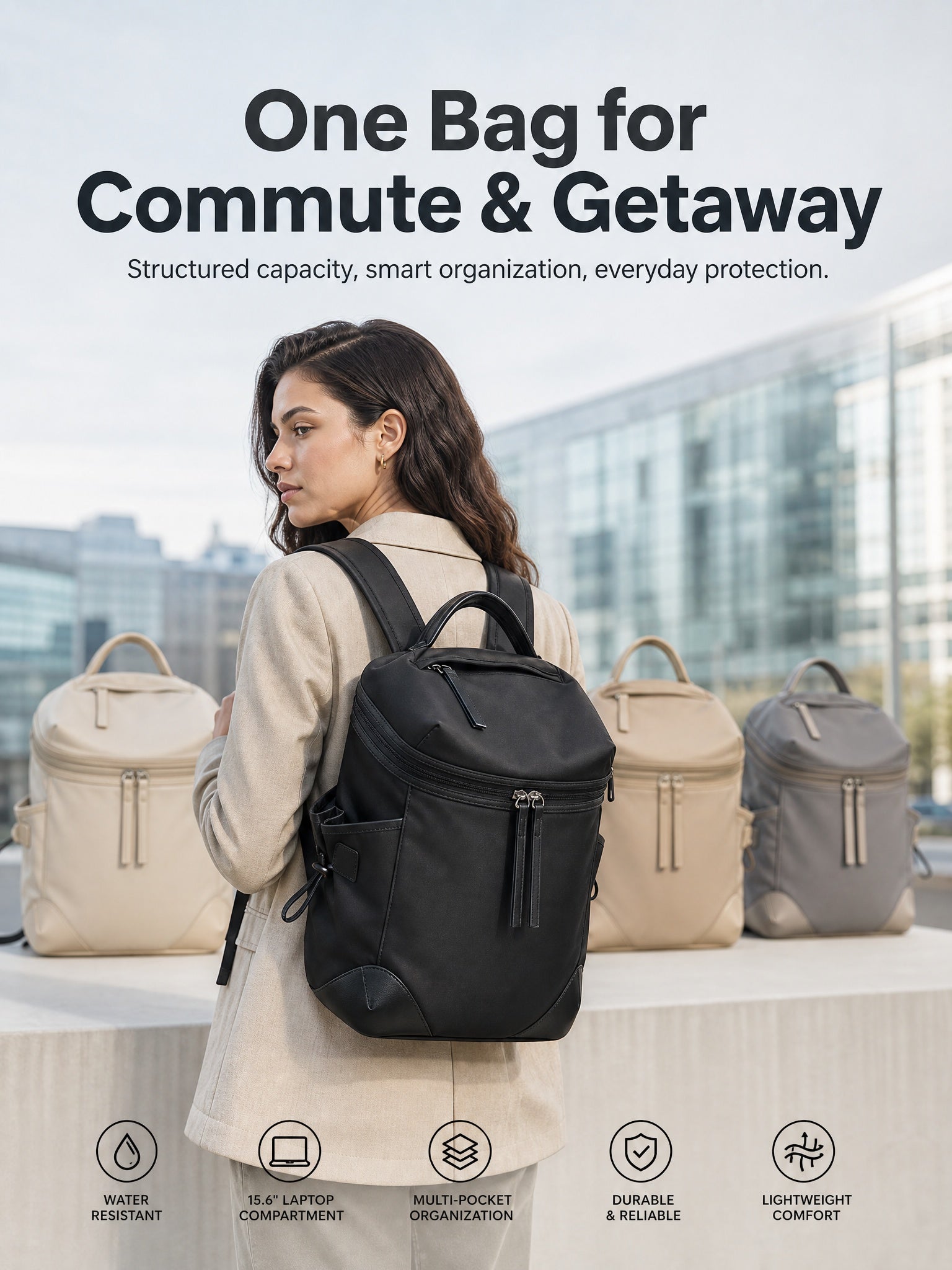 Women Waterproof Nylon Backpack, 13 Inch Tablet Bag Casual Travel Work Daypack