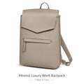 Waterproof Leather Women Laptop Backpack, Multi-Pocket Office Travel Backpack 14 Inch