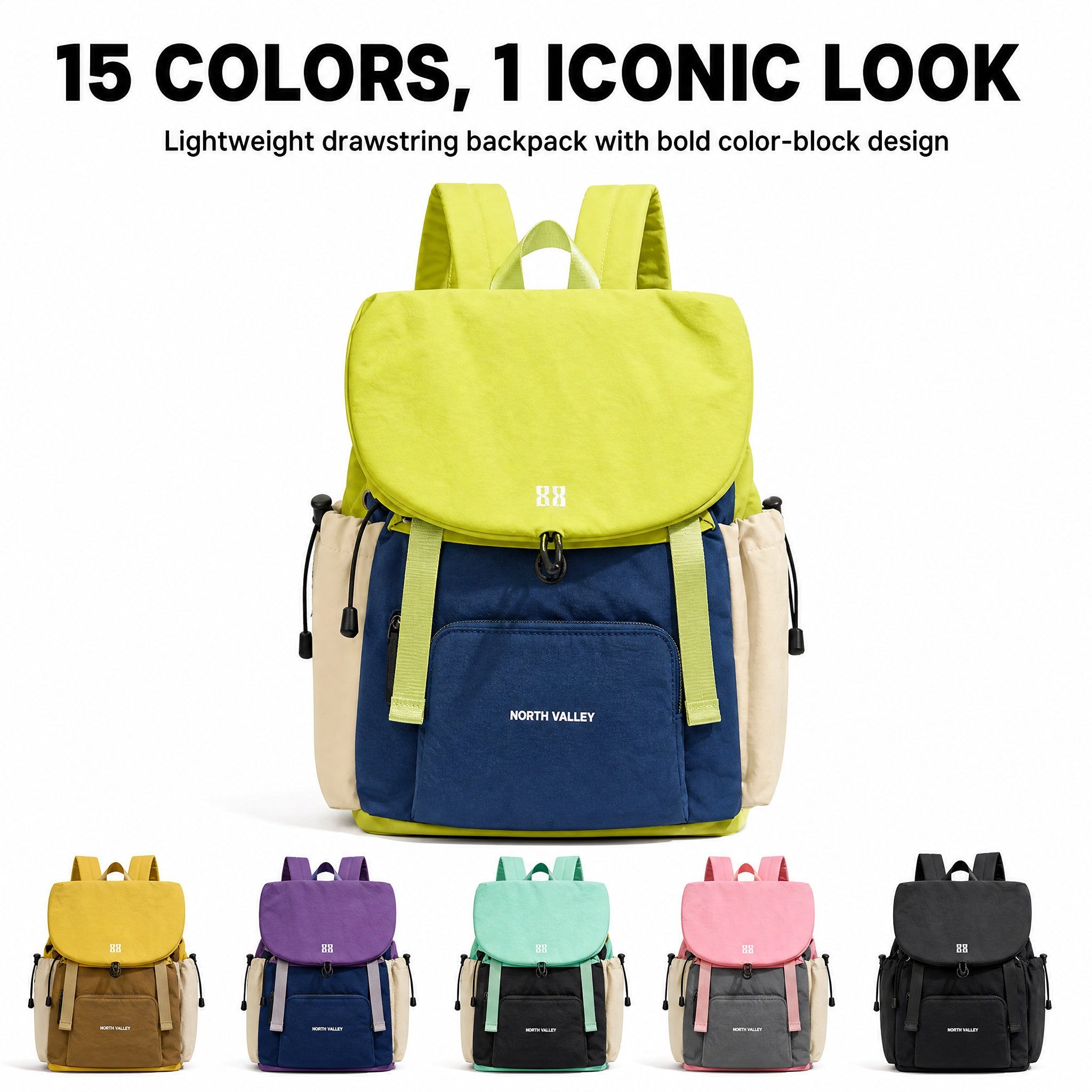 Kazevo Color Block Lightweight Water Resistant Hiking Backpack
