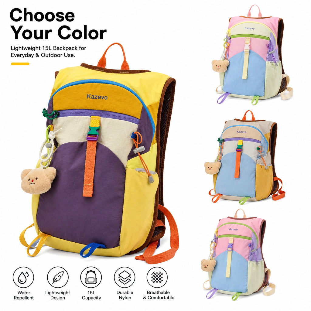 Kazevo Color Block Lightweight Water Resistant Hiking Backpack