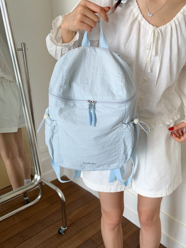 Pastel Soft Wrinkle Nylon Backpack | Ultra Light Water Resistant Multi Pocket Daily Daypack for Women School & Commute