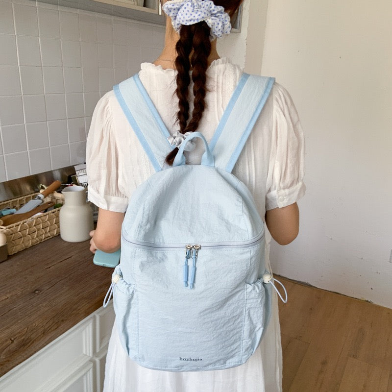 Pastel Soft Wrinkle Nylon Backpack | Ultra Light Water Resistant Multi Pocket Daily Daypack for Women School & Commute