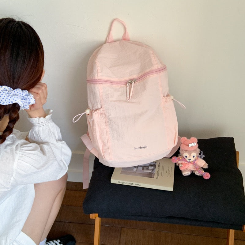 Pastel Soft Wrinkle Nylon Backpack | Ultra Light Water Resistant Multi Pocket Daily Daypack for Women School & Commute