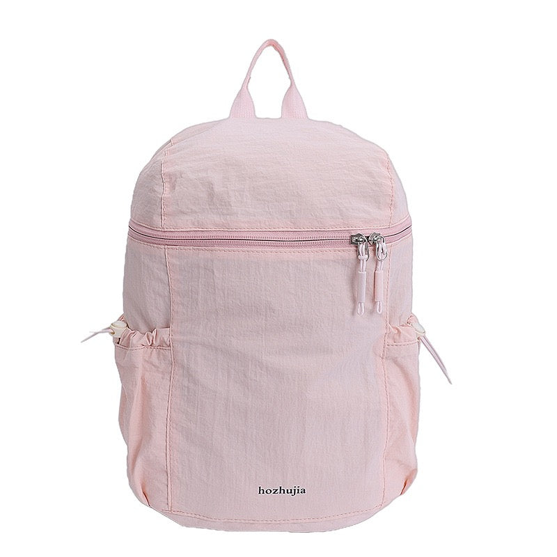 Pastel Soft Wrinkle Nylon Backpack | Ultra Light Water Resistant Multi Pocket Daily Daypack for Women School & Commute