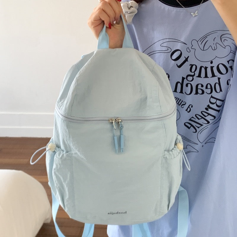 Pastel Soft Wrinkle Nylon Backpack | Ultra Light Water Resistant Multi Pocket Daily Daypack for Women School & Commute