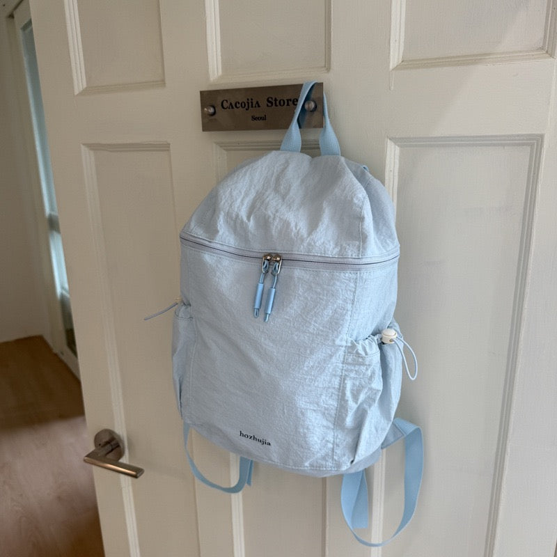 Pastel Soft Wrinkle Nylon Backpack | Ultra Light Water Resistant Multi Pocket Daily Daypack for Women School & Commute