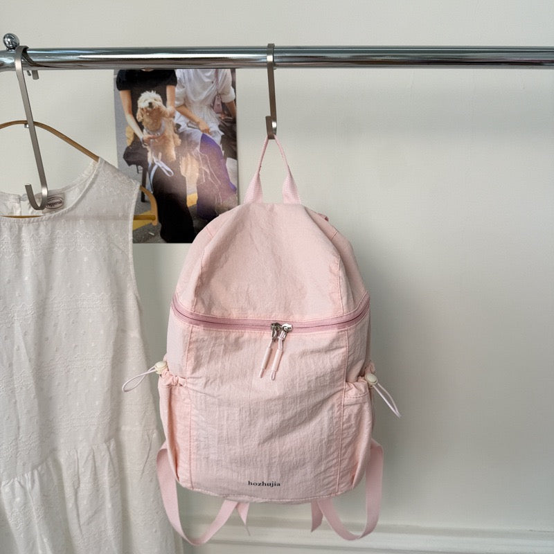 Pastel Soft Wrinkle Nylon Backpack | Ultra Light Water Resistant Multi Pocket Daily Daypack for Women School & Commute