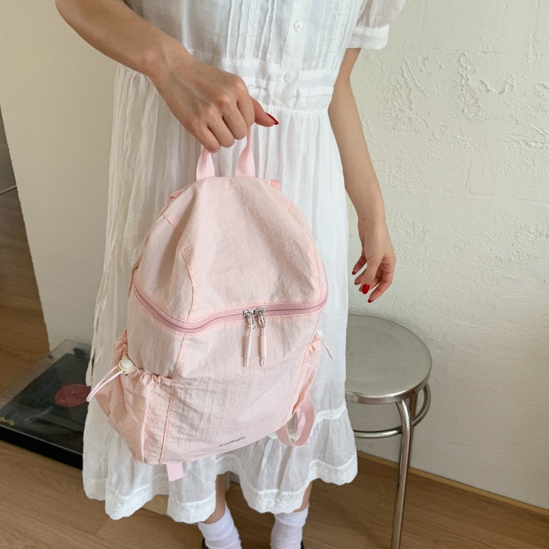 Pastel Soft Wrinkle Nylon Backpack | Ultra Light Water Resistant Multi Pocket Daily Daypack for Women School & Commute