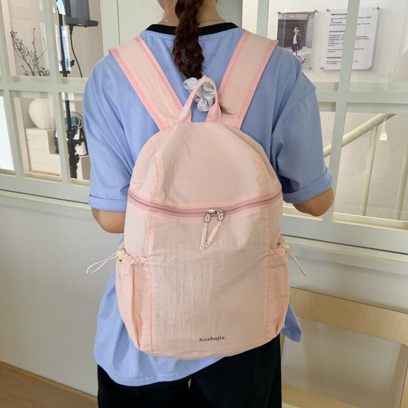 Pastel Soft Wrinkle Nylon Backpack | Ultra Light Water Resistant Multi Pocket Daily Daypack for Women School & Commute