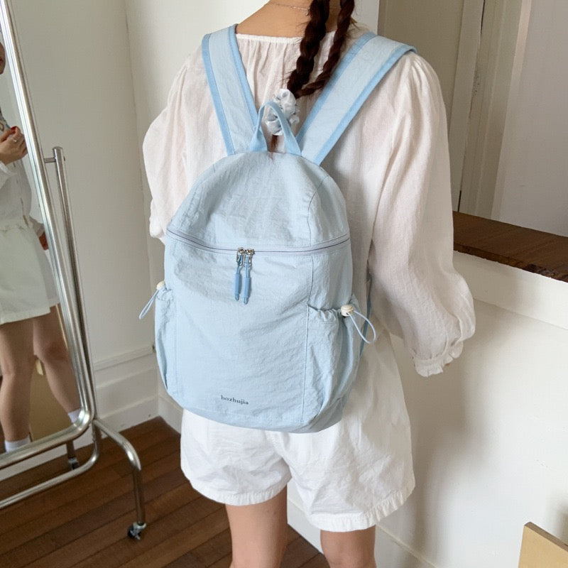 Pastel Soft Wrinkle Nylon Backpack | Ultra Light Water Resistant Multi Pocket Daily Daypack for Women School & Commute