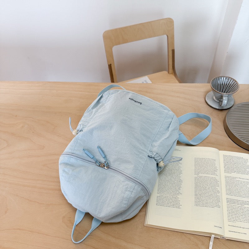 Pastel Soft Wrinkle Nylon Backpack | Ultra Light Water Resistant Multi Pocket Daily Daypack for Women School & Commute