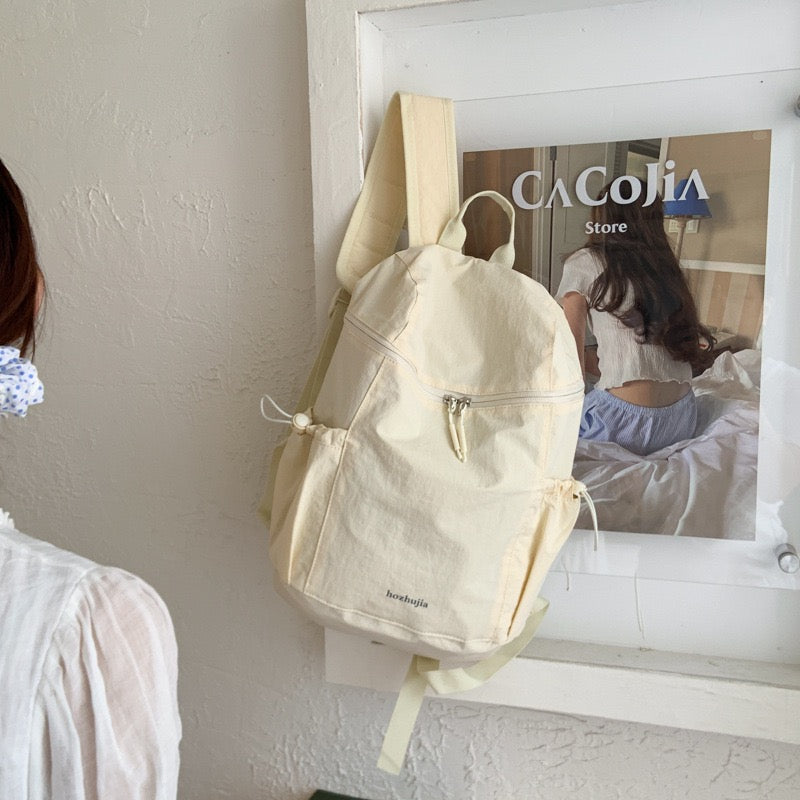 Pastel Soft Wrinkle Nylon Backpack | Ultra Light Water Resistant Multi Pocket Daily Daypack for Women School & Commute