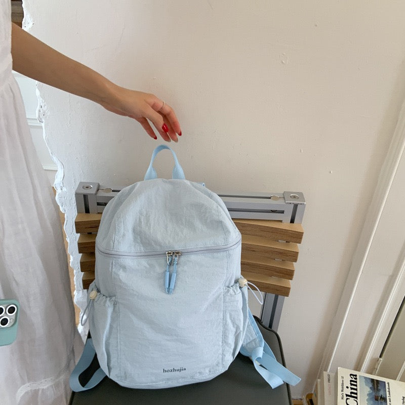 Pastel Soft Wrinkle Nylon Backpack | Ultra Light Water Resistant Multi Pocket Daily Daypack for Women School & Commute