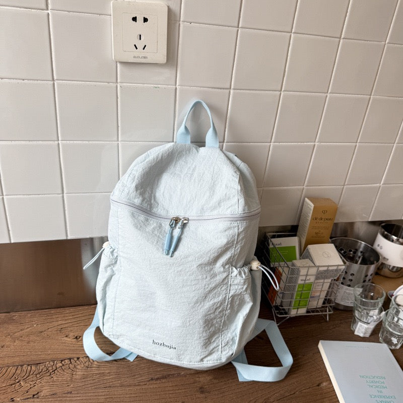 Pastel Soft Wrinkle Nylon Backpack | Ultra Light Water Resistant Multi Pocket Daily Daypack for Women School & Commute