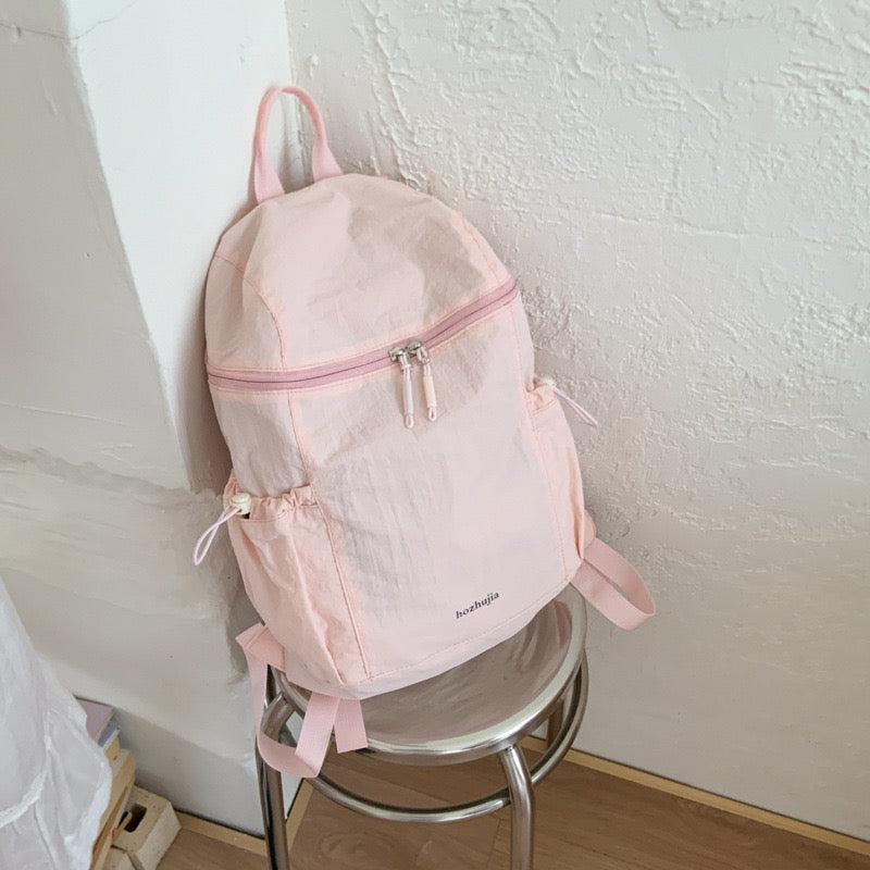 Pastel Soft Wrinkle Nylon Backpack | Ultra Light Water Resistant Multi Pocket Daily Daypack for Women School & Commute