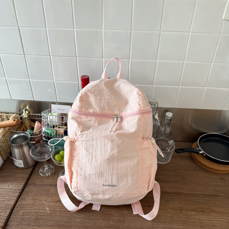 Pastel Soft Wrinkle Nylon Backpack | Ultra Light Water Resistant Multi Pocket Daily Daypack for Women School & Commute