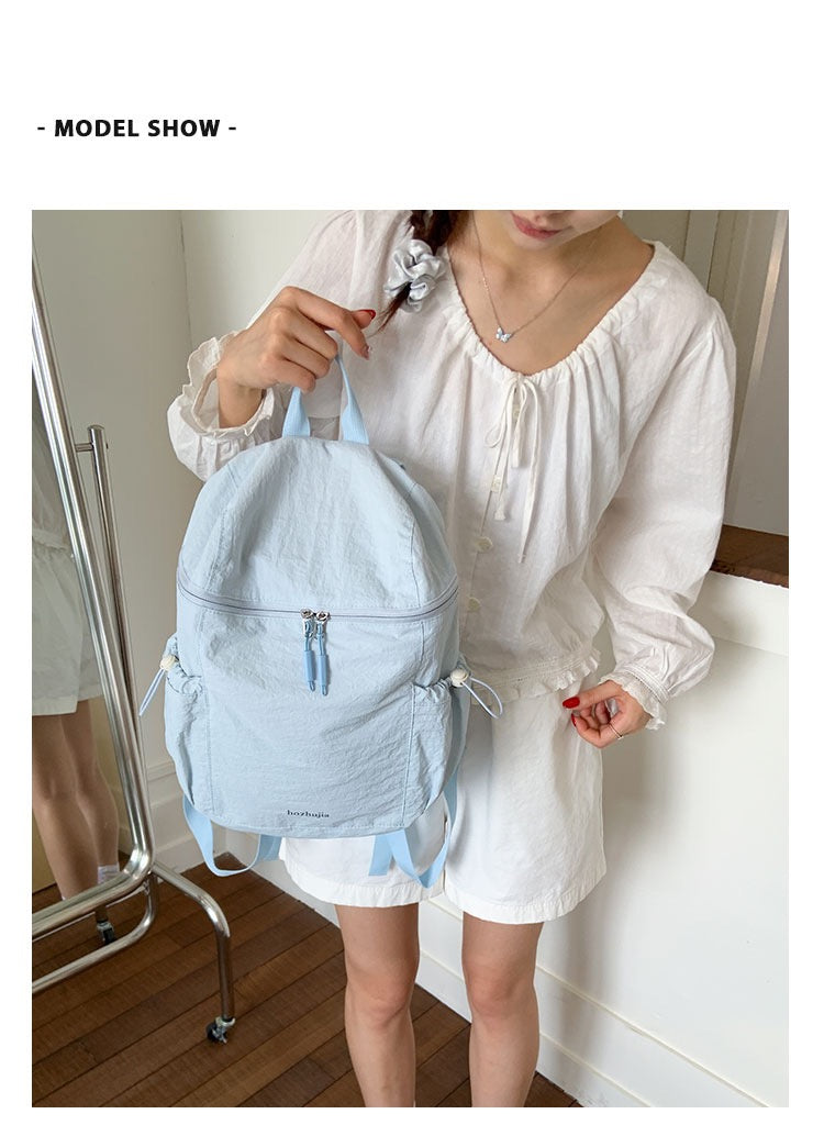 Pastel Soft Wrinkle Nylon Backpack | Ultra Light Water Resistant Multi Pocket Daily Daypack for Women School & Commute